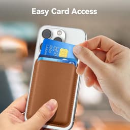 Magnetische pasjeshouder geschikt voor alle iPhone 16 / 16E / 17 / 17 Pro / 17 Pro Max / 17 Air - Magsafe Wallet - Kaarthouder pasjes - Magsafe Kaarthouder geschikt voor iPhone 16 | 16E | 17 | 17 Pro | 17 Pro Max | 17 Air - Pu Vegan Leer - Bruin — thumbnail 4