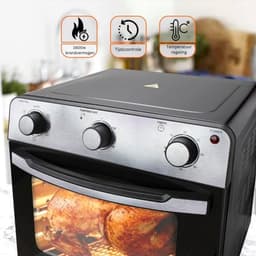 Luxe Heteluchtoven – Airfryer – Multifunctionele Combi Oven – Eenvoudige Bediening – Alles in één – 15L Inhoud – Met Bakplaat – Zilver — thumbnail 5