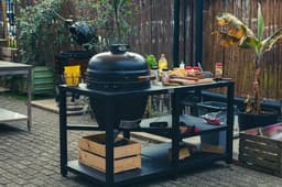 XL Kamado BBQ 23″, Grill Bill Pro II Solo - Supercompleet - Houtskoolmand - Multilevel System met gietijzeren en RVS roosters - Aslade — thumbnail 2