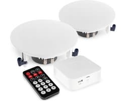 Speakers voor buiten - Muziekinstallatie met versterker met Bluetooth en 2 plafondspeakers - Ideaal voor terras, overkapping, etc.