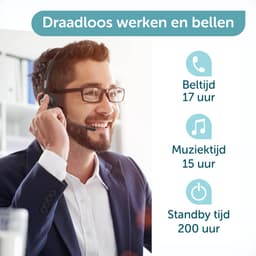 ForDig Draadloze Headset - Bluetooth 5.0 - Lichtgewicht Wireless Koptelefoon met Ruisonderdrukking - 300 Graden Draaibaar Microfoon - Geschikt voor Thuis Office / Kantoor / Auto / Gaming - Compatibel met PC / Laptop / Telefoon / Laptop — thumbnail 5