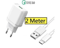 Phreeze Quick Charge Power Adapter met USB naar USB C Kabel - 2 Meter - Oplader Stekker USB QC3.0 Lader Snellader Fast Charger