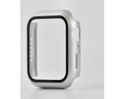 Hoesje geschikt voor Apple Watch 44MM - Hardcase - Screenprotector - Kunststof - Zilver