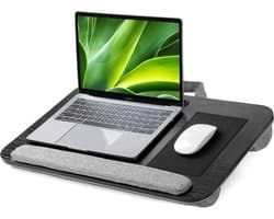 HN® Comfortabele schoot en bureau laptop / tablet plateau zwart | Portable houder | Ingebouwde muismat en kussens | bed bank trein auto | laptophouder bedtafel | knie tafel | Laptop standaard voor max. 17 inch | Afmetingen: 55x35cm