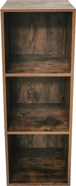VDD Vinyl - Platenspeler Meubel - Lp kast - Vinyl kast - Platenspeler kast - Lp meubel - Platen kast - Vinyl opberg systeem - Lp platen opbergkast - Opbergen lp vinyl platen - Vinyl opbergkas - Vinyl houder - 3 open vakken - 33 x 34 x 100 cm - Bruin — thumbnail 3