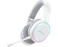 Picun P80X Draadloze Gaming Headset - Hoofdtelefoon/koptelefoon – in-uitplugbare Microfoon – wit - Pc – Laptop - Ps4 - Ps5 – Android – Windows – ios