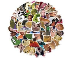 Meme stickers - 50 stuks - Grappige sticker mix met de bekentste memes op het internet - voor computer, laptop, telefoon, agenda etc.