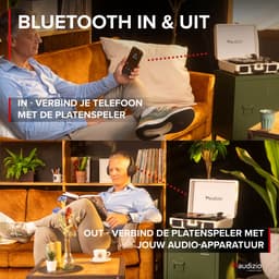 Platenspeler Bluetooth IN/OUT - Audizio RP116CR - 2025 model - Retro platenspeler met speakers - Crème — thumbnail 2