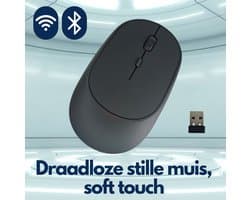 Draadloze Stille Muis - Soft Touch - Oplaadbaar - Ergonomisch Links & Rechts - Gaming - Bluetooth & 2.4G Dual Mode - Verstelbare DPI - Voor Laptop, PC, Macbook & Tablet - Draadloos -Stille klik - Silent Mouse