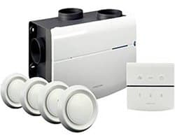 Orcon alles-in-een pakket perilex stekker MVS 15RHBP 520m³/h + vochtsensor + rft bediening + 4 ventielen — afbeelding 1