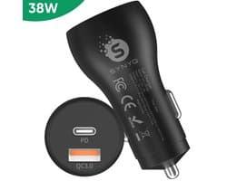 Synyq Autolader 38W - 2 Poorten - Gecertificeerd - USB oplader Auto - Auto Snellader - Sigaretten Aansteker Adapter - Auto Oplader