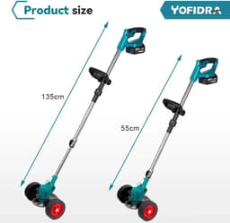 Grasmaaier - Grastrimmer - Inclusief 2 Accu´s & Oplader - Ontkruid - Maaier - Kantelmaaier - Groen — thumbnail 2