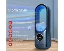 Mobiele Airco - Draagbare USB Luchtkoeler & Bladloze Ventilator - 6 Instelbare Sterktes - Stille Koelventilator & Luchtbevochtiger ( zwart ) — afbeelding 1