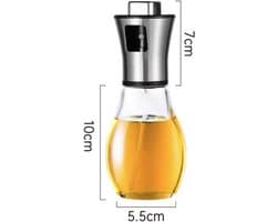 Roestvrijstalen keuken spuitfles glazen flessen pers zonder olie transparante oliepot spuitfles geschikt voor airfryer, keuken, barbecue - 304 trommelvormige spuitfles 200ml - 17*5.5*5.5