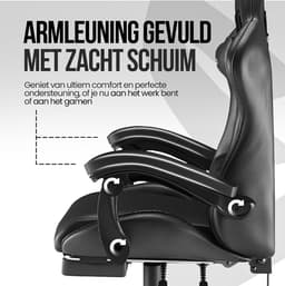 Avalo Gaming Stoel - Gamestoel Ergonomisch Verstelbaar - Bureaustoel - Gaming Chair voor Bureau - Zwart — thumbnail 4