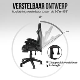 Avalo Gaming Stoel - Gamestoel Ergonomisch Verstelbaar - Bureaustoel - Gaming Chair voor Bureau - Zwart — thumbnail 5
