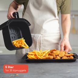 KitchenBrothers Airfryer XL - 5L - 1500W - PFAS-Vrij - Heteluchtfriteuse - 80ºC tot 200ºC - 8 Kookprogramma's - Zwart — thumbnail 5
