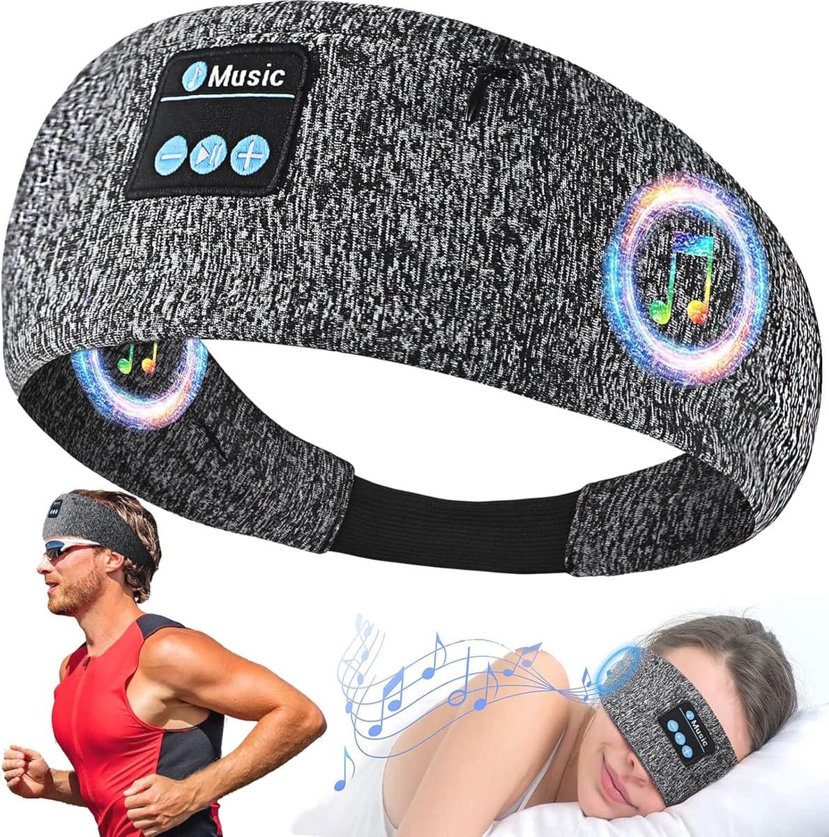 3-in-1 Hoofdband met Draadloze Bluetooth Hoofdtelefoon en Slaapmasker - Ideaal voor Sport en Ontspanning — afbeelding 1