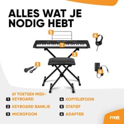 Complete keyboard set - MAX Rhapsody61M met 61 toetsen - Inclusief bankje, standaard en koptelefoon — thumbnail 4
