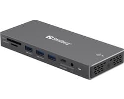 Sandberg - 136-61 - laptop dock & poortreplicator - Bedraad USB 3.2 Gen 1 (3.1 Gen 1) - Type-C - Grijs