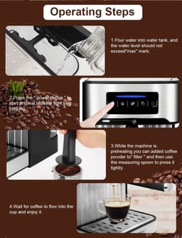Espressomachine - LCD Touch - Incl. Melkopschuimer - Koffie 3 -1 - Espresso - Cappuccino - Latte — thumbnail 3
