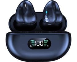 Draadloze oordopjes met oorclip Zwart - Sport Oordopjes - Geschikt voor Apple en Android - Bluetooth 5.3 - Draadloze oortje Bluetooth - Sport Oordopjes - Bluetooth Oordopjes - Draadloze Oordopjes - Oortjes Draadloos - In-Ear Oordopjes
