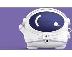 Enluxe Geschikt voor AirPods Pro 1 of 2 Case Astronaut - Schokbestendige Siliconen Beschermhoes | Draadloos Opladen Compatibel | Anti-vall Bescherming| Stofvrij & Duurzaam | Wit/Blauw