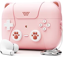 Ainy - PRO Siliconen Gaming PC Controller Hoesje met sleutelhanger Roze - Geschikt voor Apple Airpods Pro 2 / Pro 1 | case met keycord | schokbestendig | Uitsparing voor oplaadpoort & draadloos opladen ondersteund | cadeau voor vrouwen — thumbnail 1