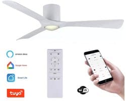 Plafondventilator Storm - Met LED - Super stil - Hoge kwaliteit - Ventilator 2026 - WIFI - TUYA app - Ø 132 cm - wit — afbeelding 1