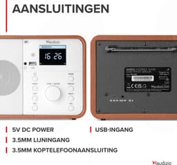 Internetradio - Audizio Nardo DAB+ / DAB radio met Bluetooth - Wekkerradio - Wit — thumbnail 5