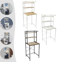 Mygroot - Wasmachine Rek - 3 laags - Robuust - Vochtbestendig - Badkamer organizer - Ruimtebesparend - Staand opbergrek - 69 x 60 x 177 cm - Zwart — thumbnail 3