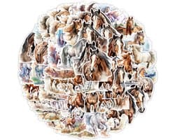 Paarden Stickers Set - 50 Stickers voor Laptop, Muur, Agenda, Journal etc. - 5x6CM - Sticker mix voor de paardenliefhebber