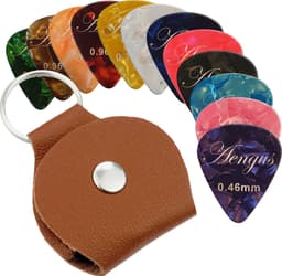 Plectrum sleutelhanger met 12x plectrum voor gitaar – bruin — thumbnail 1