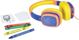 AV:Link geel-blauwe doodle design je eigen hoofdtelefoon voor kinderen — thumbnail 1