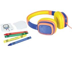 AV:Link geel-blauwe doodle design je eigen hoofdtelefoon voor kinderen