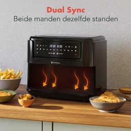 KitchenBrothers Dubbele Airfryer - PFAS-Vrij - 2400W - Dual Zone - 9L - Snackverdeler - Heteluchtfriteuse - Airfryer XXL - 10 Kookprogramma's - Zwart — thumbnail 7