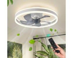 Ventilator Lamp - Plafondventilator - Smart Lamp - Dimbaar - 6 Speed - Wit - Keuken Lamp - Woonkamerlamp - Moderne lamp — afbeelding 1