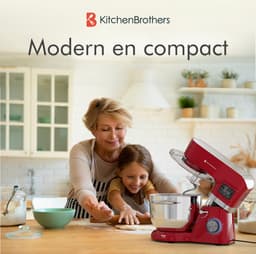 KitchenBrothers Keukenrobot - Keukenmachine - Touch Display en Timer - BPA-vrij - 6,2L - Keukenmixer - 1400W - Rood — thumbnail 2