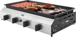 Gasgrill - Gasbarbecue en grill op tafel - 4 roestvrijstalen branders en drukregelaar - 44 x 44,5 x 19 cm, zilver + zwart — thumbnail 1