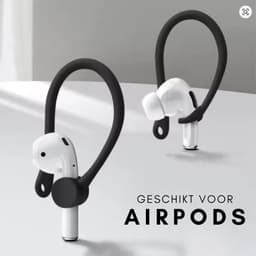 Ainy - Oorhaken zwart geschikt voor Apple Airpods 1 / 2 / 3 / 4 / Pro 1 & Pro 2 of andere oortjes draadloos / bluetooth oordopjes | Haakjes met veilige Pasvorm I Siliconen Eartips I Ergonomisch en Anti-Lost Ontwerp — thumbnail 2