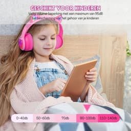 StayPowered Kinder Bluetooth Hoofdtelefoon - Perfect voor School & Reis - Veilig Volumeniveau - Heldere Geluidskwaliteit - met LED - Draadloos & Bekabeld - Versterkt Materiaal - Lange Batterijduur - Roze - Levering Sneller dan Aangegeven! — thumbnail 2
