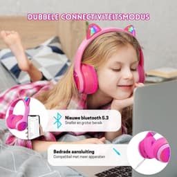 StayPowered Kinder Bluetooth Hoofdtelefoon - Perfect voor School & Reis - Veilig Volumeniveau - Heldere Geluidskwaliteit - met LED - Draadloos & Bekabeld - Versterkt Materiaal - Lange Batterijduur - Roze - Levering Sneller dan Aangegeven! — thumbnail 3