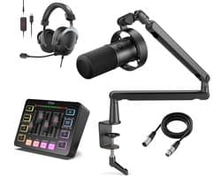 FIFINE - Power Package Pro - Streaming / Gaming / Podcast Starterpack - Microfoon met Arm - Mixer - Headset - XLR Kabel - T688 - BM88 - SC3 - L9