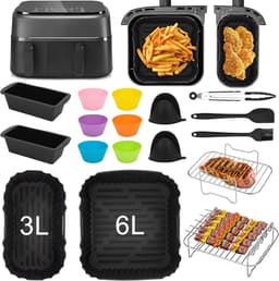 Vierkante Heteluchtfriteuse Accesoires Set - Dubbele Heteluchtfriteuse Accesoires Set - Voor philips Airfryer Dual Basket 3000 Series NA350 Airfryer-accessoires — thumbnail 2