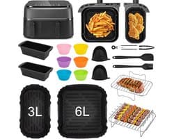 Vierkante Heteluchtfriteuse Accesoires Set - Dubbele Heteluchtfriteuse Accesoires Set - Voor philips Airfryer Dual Basket 3000 Series NA350 Airfryer-accessoires — thumbnail 1