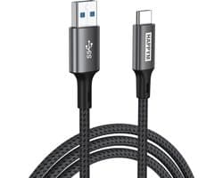 USB C naar USB 3.0 Kabel 2M - 5Gbps Dataoverdracht - 100W Opladen - Nylon Gevlochten voor Laptop en Tablet