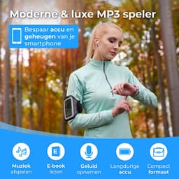 Nuvance MP3 Speler met Bluetooth - Touchscreen - Incl. Oordopjes & 32GB SD Kaart - Voice Recorder Digitaal - Zwart — thumbnail 5