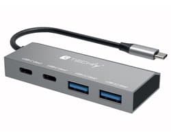Techly IUSB32C-HUB4AC2 laptop dock & poortreplicator Bedraad USB 3.2 Gen 1 (3.1 Gen 1) Type-C Zilver
