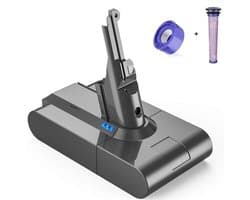 SIDANO® Vervangende Accu - Batterij geschikt voor Dyson V8 - 4000mAh - met 2 filters (HEPA en voorfilter)