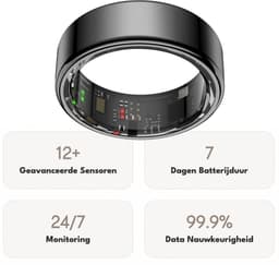 Focus® S1 Smart Ring - Zwart - Maat 11 - Hartslag - Menstruatiecyclus - Slaap Monitor - Slimme Ring - Sport Prestatie - Stappenteller -IP68 Waterdicht - O2 Meting - Dames - Heren - Wearables - Oplaad Case - beschermring — thumbnail 3